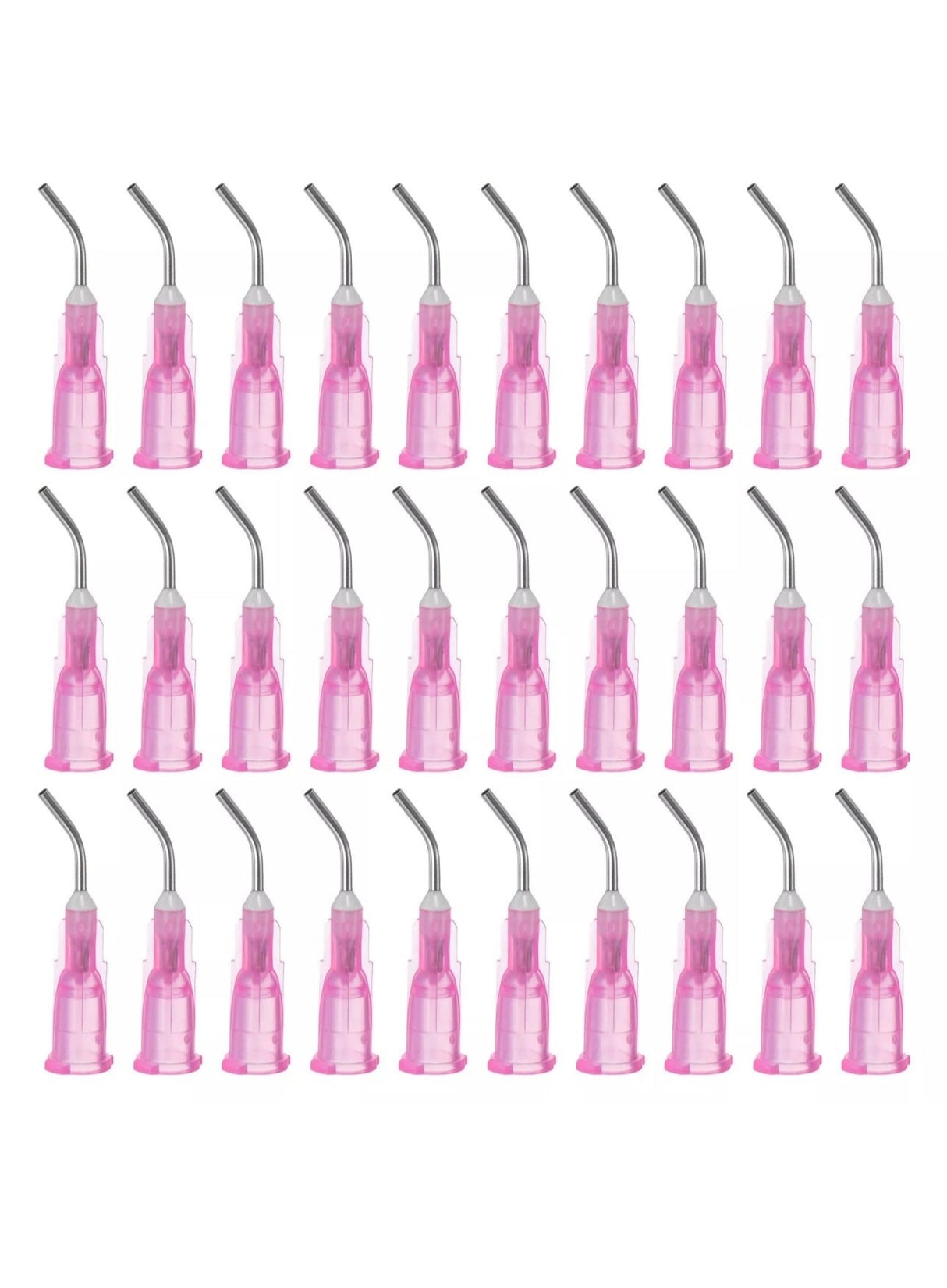 100pcs Blunt Tip Dispensing Needles 18G 0.45" Bent Needle with Luer Pink